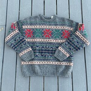 Vtg 80s GAP Fair Isle Sweater Mens Large Shetland Wool Made in Hong Kong